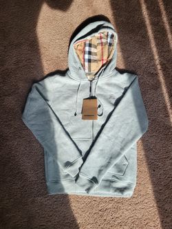 Burberry  Zip Up Hoodie Medium Size Grey Pattern Sweatshirt