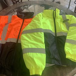 Mens Work Jackets New L / XL Orange, Lime Colors