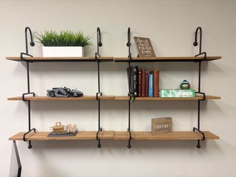 Set of 2 Industrial Wall-Mounted Floating Shelf Unit