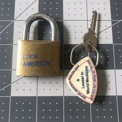 Used good condition Lock America Padlocks brass with Key
