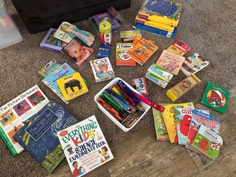 Kids books, Flashcards, Pens, Color Crayons, Color Pencils LOT