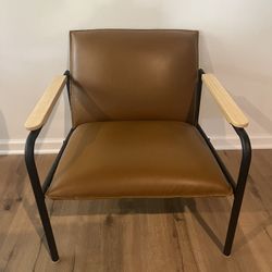 New Mid-Century Modern Camel Leather Chair MCM