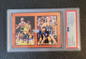 PSA Auto 10 Magic Johnson Larry Bird 1993 Hoops on card Dual Autographs
