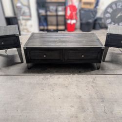 Ashley Coffee Table And End Table Set. USB Outlets On End Tables.