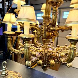 Gilt Wood Antique Italian Chandelier 