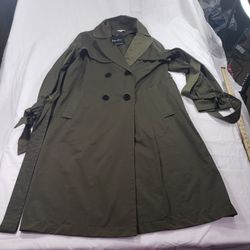 Four Button Two Pocket Olive Trench Coat 