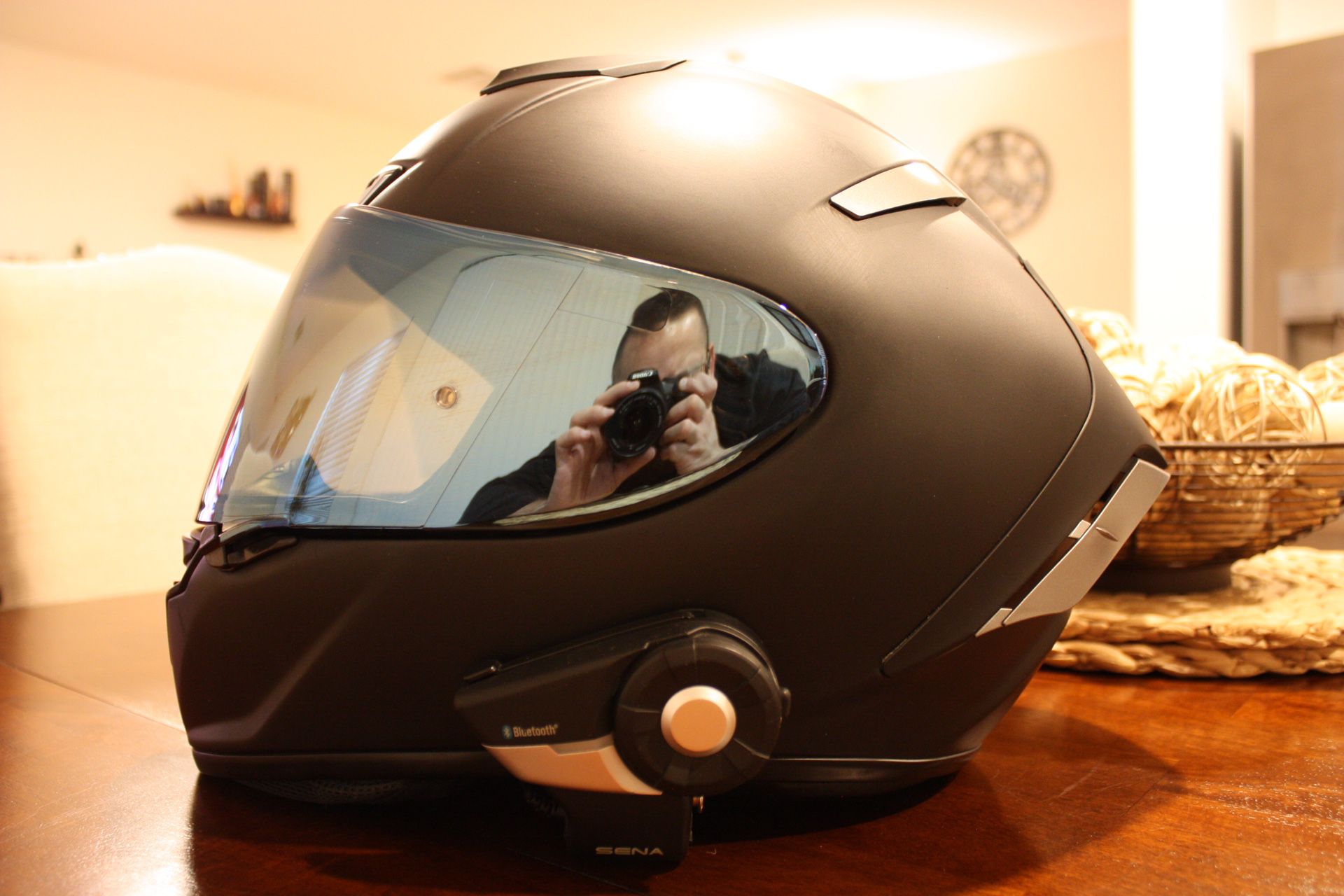 Shoei X-14 Matte Black Racing Motorcycle Helmet Size L w/Sena 20S 