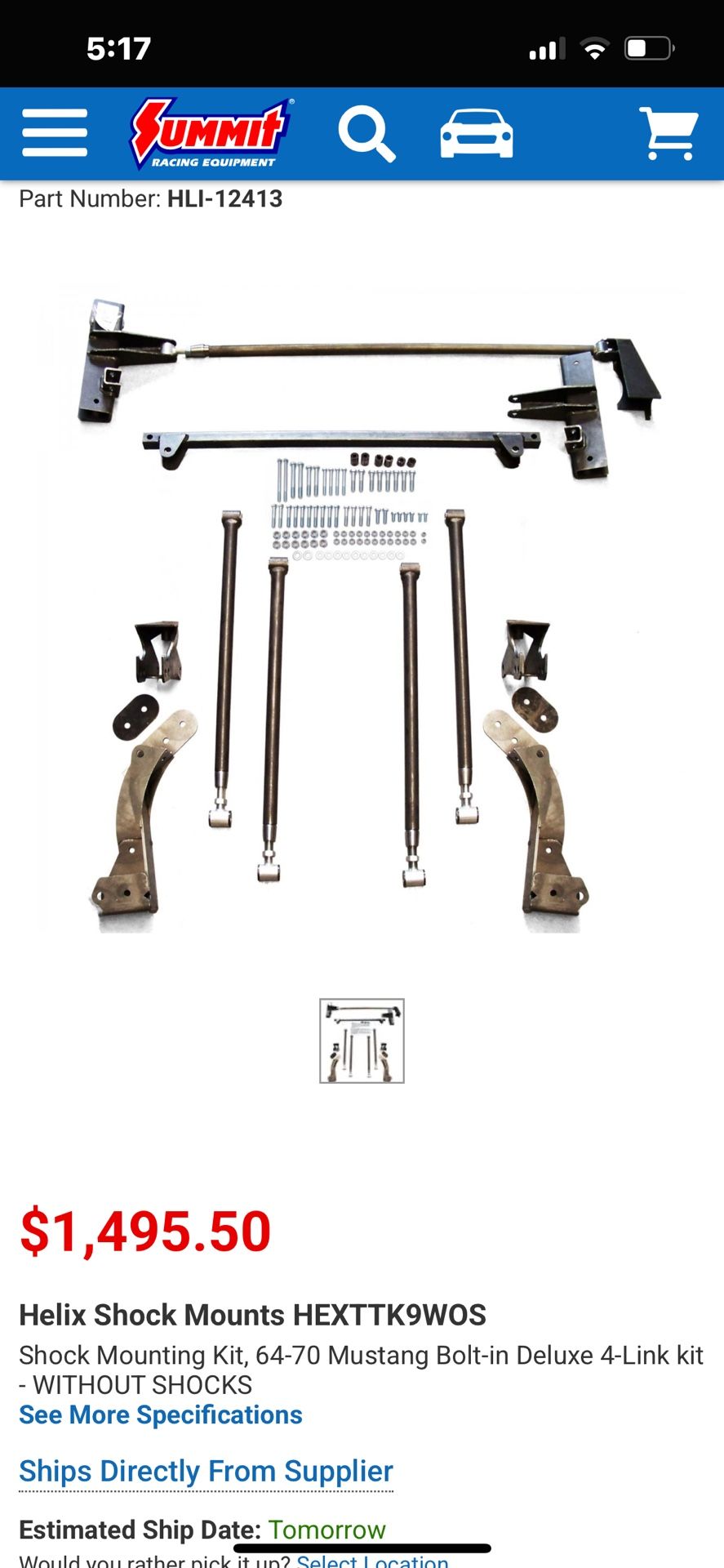 Helix Shock Mounts HEXTTK9WOS Shock Mounting Kit, 64-70 Mustang Bolt-in Deluxe 4-Link kit - WITHOUT SHOCKS Ford. And subframe connectors Are Included
