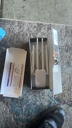 White WiFi Router with Four Antennas