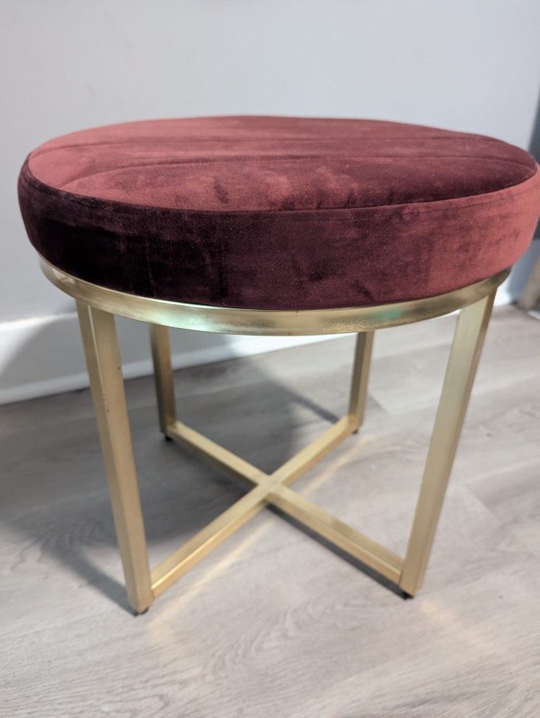 Target Kaye Ottoman - Maroon Velvet/Gold Frame Foot Stool