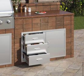 Outdoor Kitchen Drawers Stainless Steel BBQ Access Drawers with Handle 38.1 in. W x 22.6 in. H x 20.8 in. D