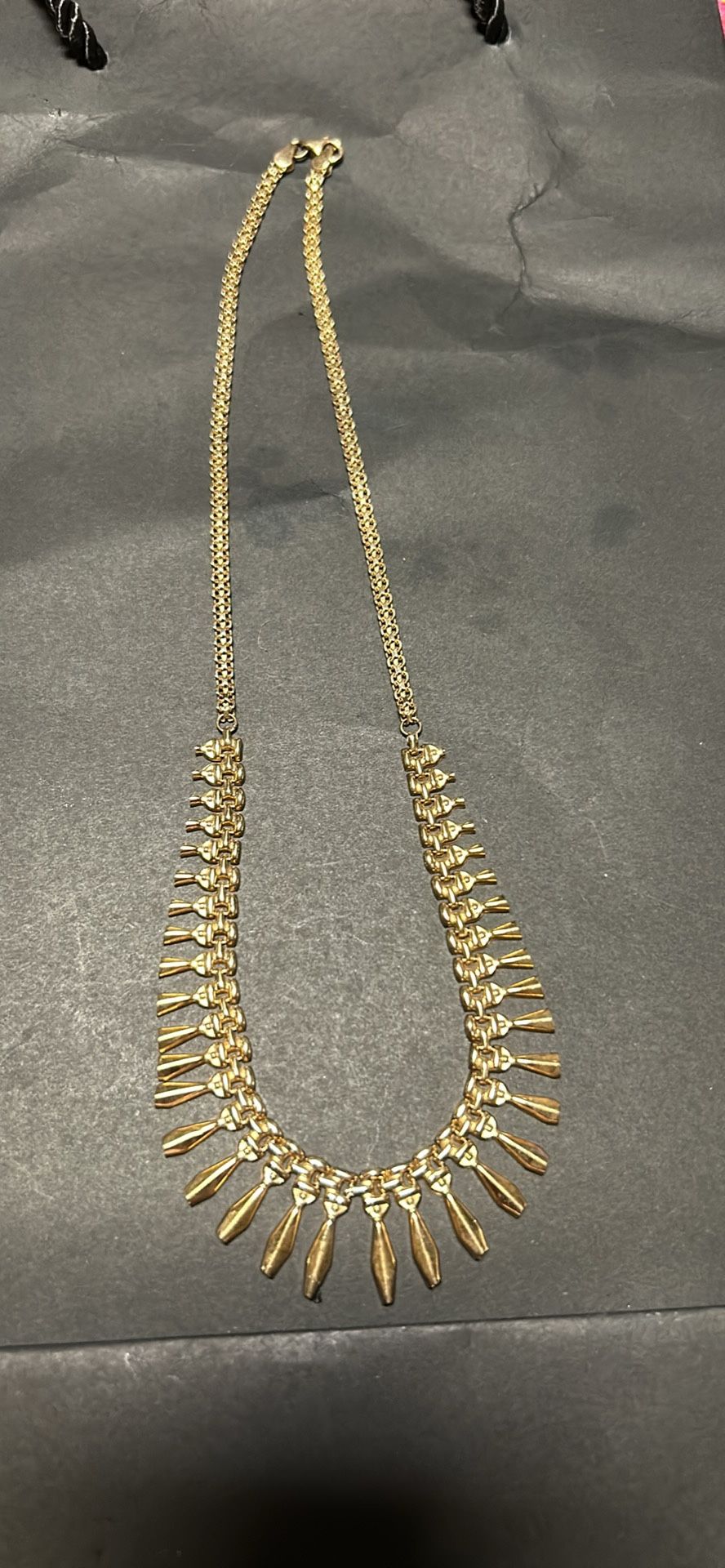 925 vintage vermeil Cleopatra fringe necklace