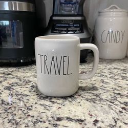 Rae Dunn By Magenta Collectible Mug TRAVEL Large Letter Artisan Ceramic
