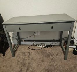 Gray Wood Desk with Drawer - Good Condition