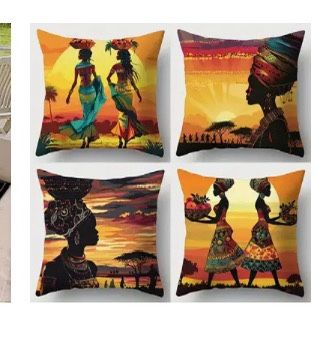 4 African throw Pillows new
