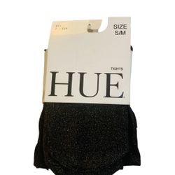 HUE Tights Metallic Tights - Black w/Gold Size: S/M 5'3" - 6'0" 120-170 lbs. USA