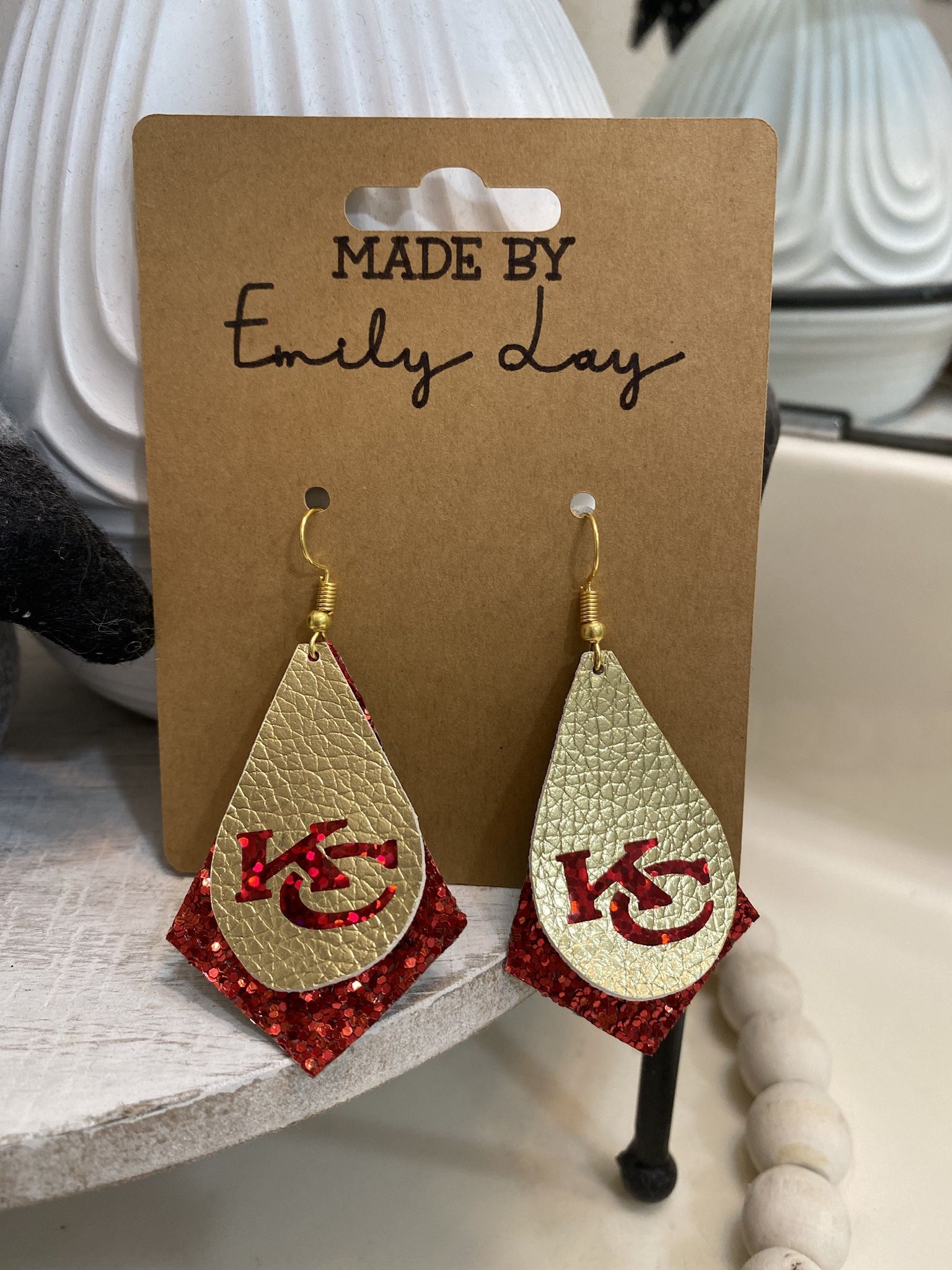 KC Kansas City Earrings Gold And Red