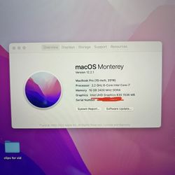 Apple MacBook Pro 15inch 2018 