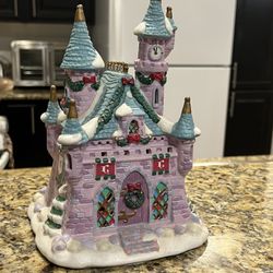 Vintage 1986 Disney Princess Christmas Light Up Ceramic Castle Purple Holiday