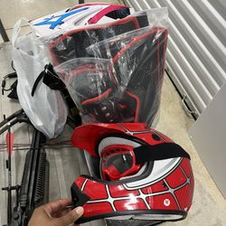 Kid Bike Helmet With Eyewear Chest Plate And Shin Set 