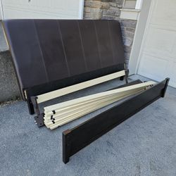 MARVELOUS King Size Dark Brown Pleather Head Board Bed Frame