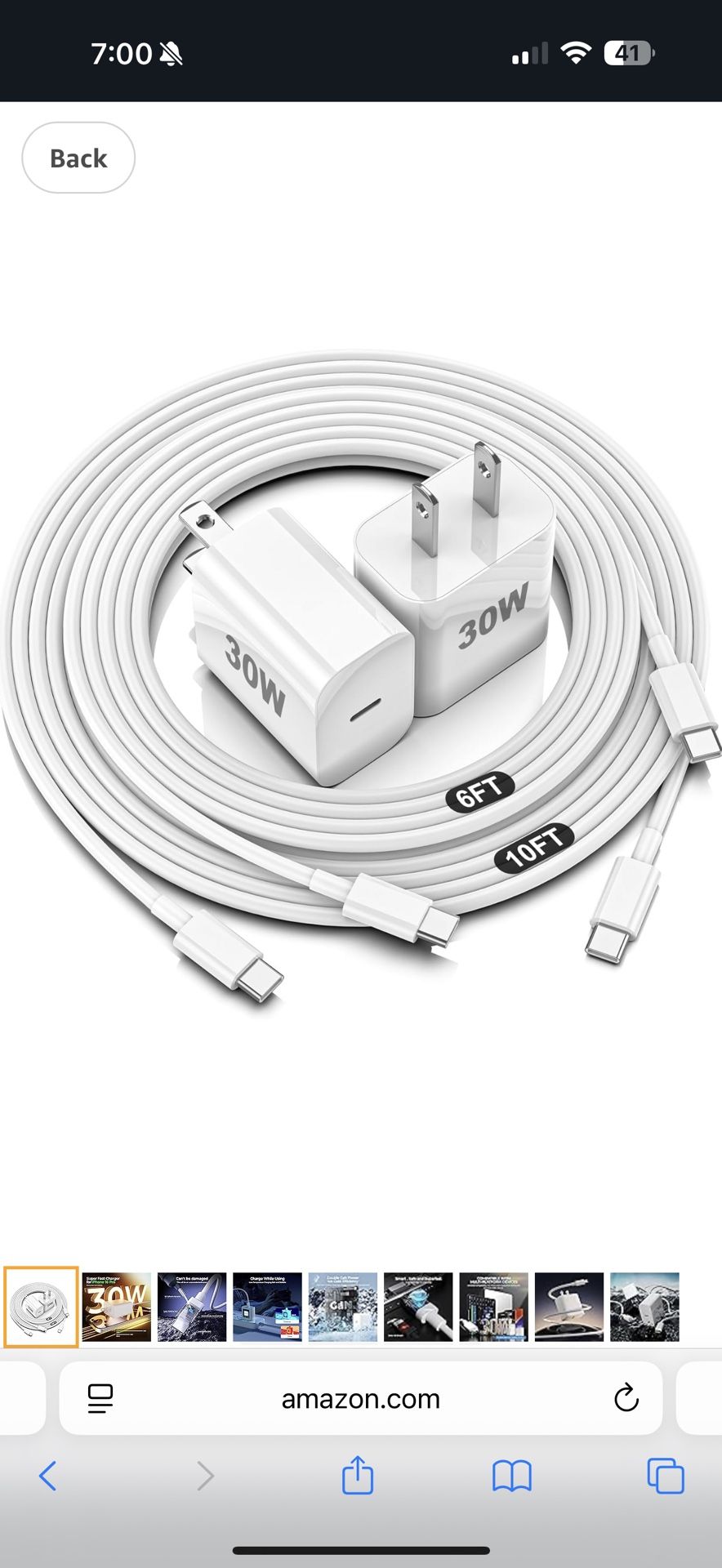 iPhone 16 15 Charger Fast Charging,30W USBC Charger Block with 6&10FT Long USB C Charging Cable Cord Compatible with iPhone 16/16 Pro Max/16E/15/15 Pr