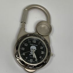 Cedar Creek Clip On Pocket Watch Quartz Analog Silver Tone UNTESTED , sold AS IS —Shipping Only—