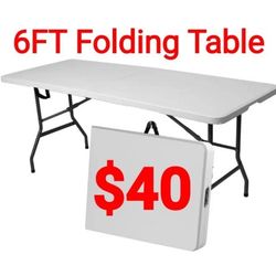 6ft Plastic Folding Table- White, For Sale, Portable Dining Table Indoor Outdoor with Carrying Handle, Locks,
Picnic Table, Party, Events And More