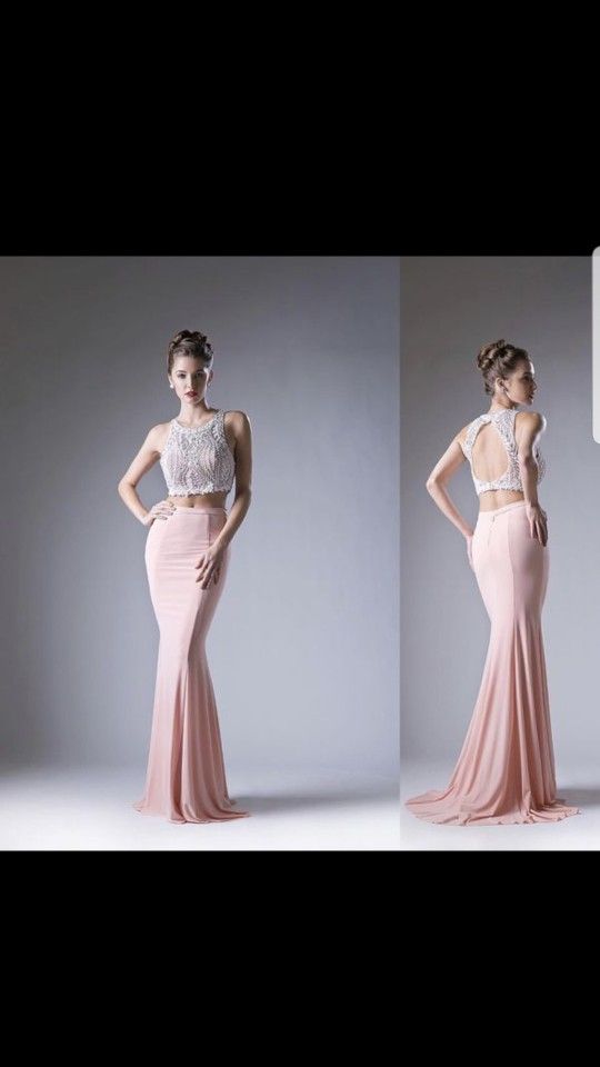 Cinderella Design Blush Prom Dress Crop Top