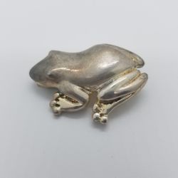 Frog Pin Silver Brooch