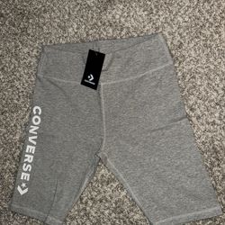 Converse grey high rise biker shorts size L 