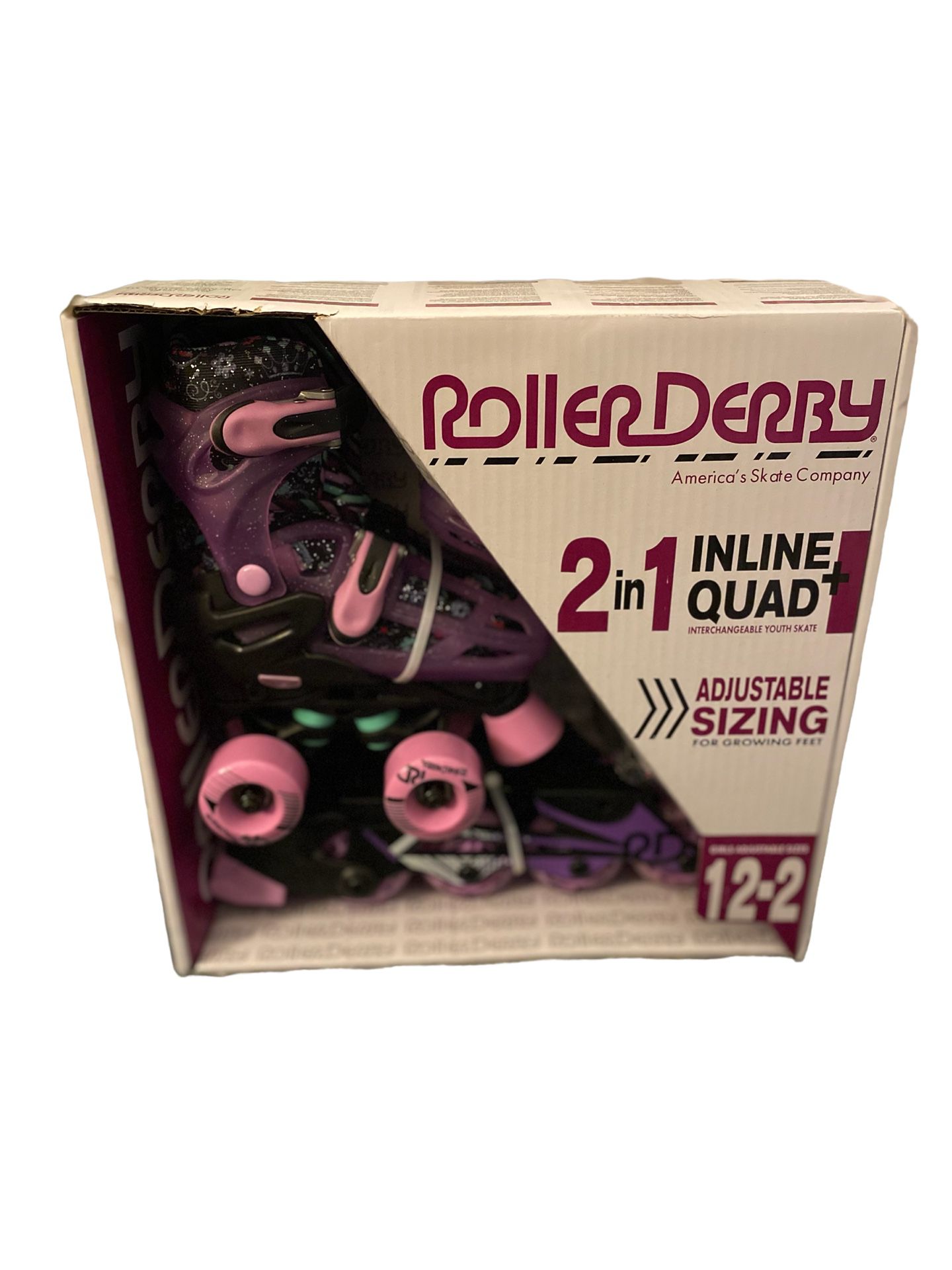 Roller Derby Lomond Girls Adjustable Inline-Quad Combo Skates - Great for Beginners! (12-2)