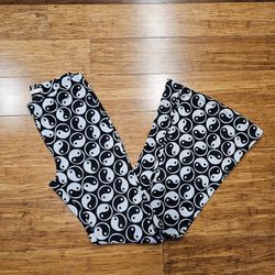 SO High Rise Flare Pants Black White Yin Yang Print Bell Bottoms Small