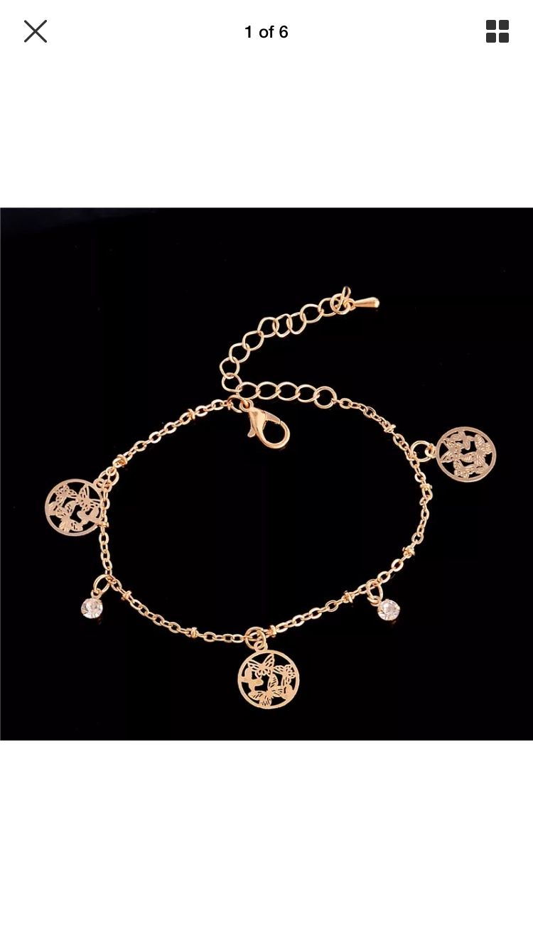 Gold Butterfly Anklet Bracelet