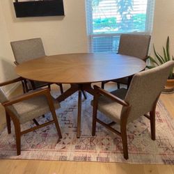 Mid Century Modern Oval Dining Table Set 