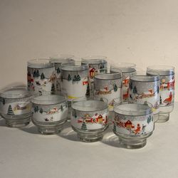 Vintage Sango Silent Night 12 Piece Glassware Set