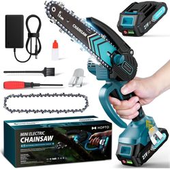 Chainsaw 6-Inch 1 Pack 2000mAh Battery Hand Mini Chain Saw Birthday Christmas Gifts for Men Portable Cordless for Wood Cutting Tree Trimming Projects 