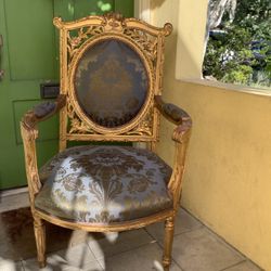 Large Upholstered French Louis XVI Style Easy Chair