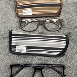 Bundle of 2 Pairs of 1.5 magnification eyeglasses- like new! Both come with matching padded cases.