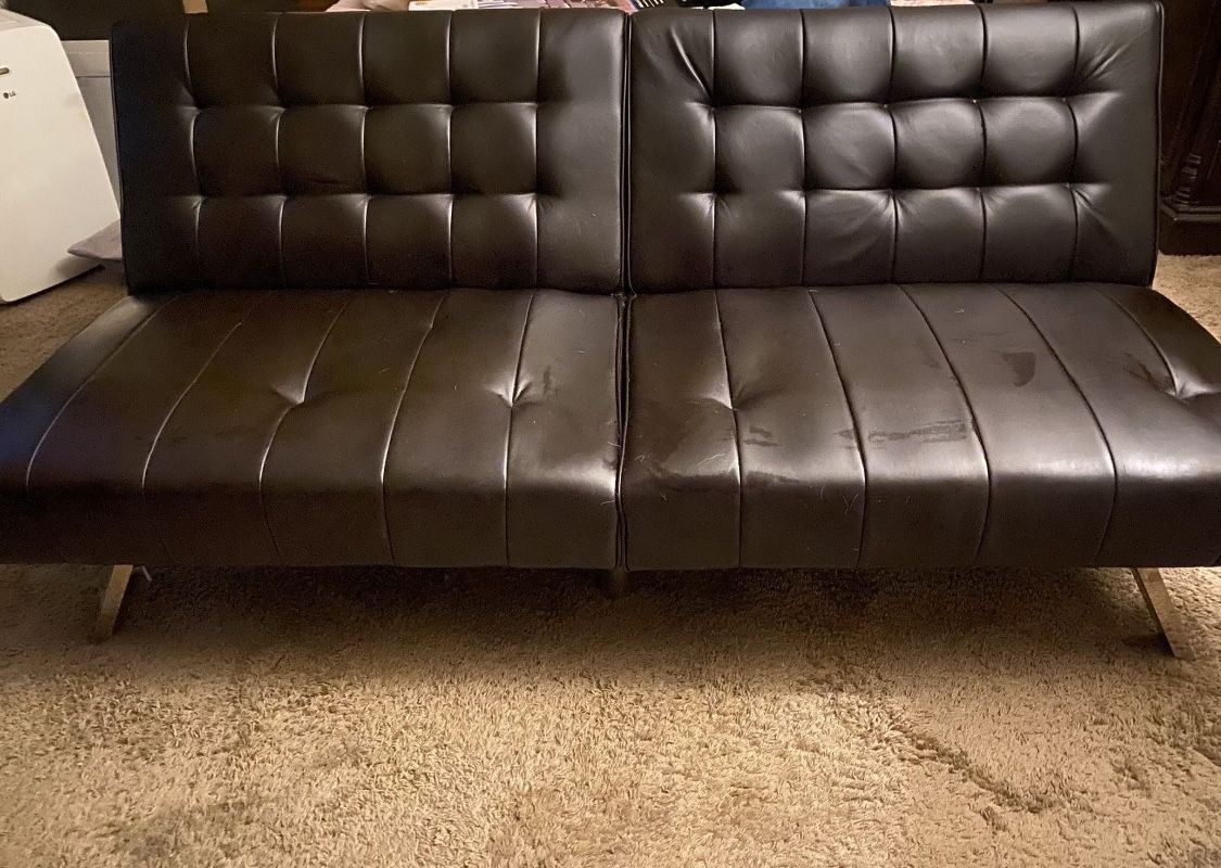 Brown Leather Futon