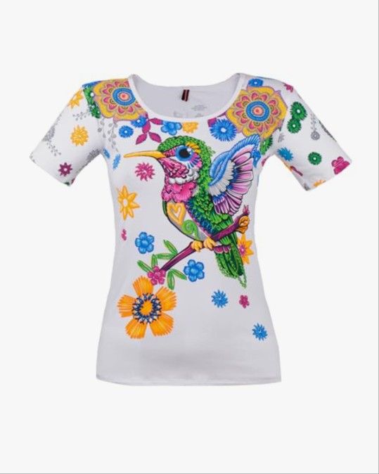 Ay Guey! Woman's Blouse "Eterna Primavera"  Size Large 