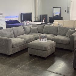 4 piece Corduroy set with ottoman 