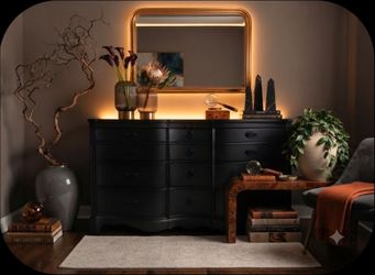 Vintage black on black dresser