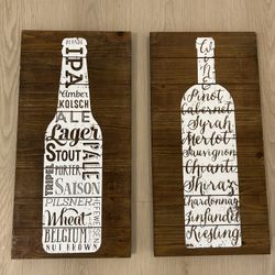 Wine And Beer Wooden Art 