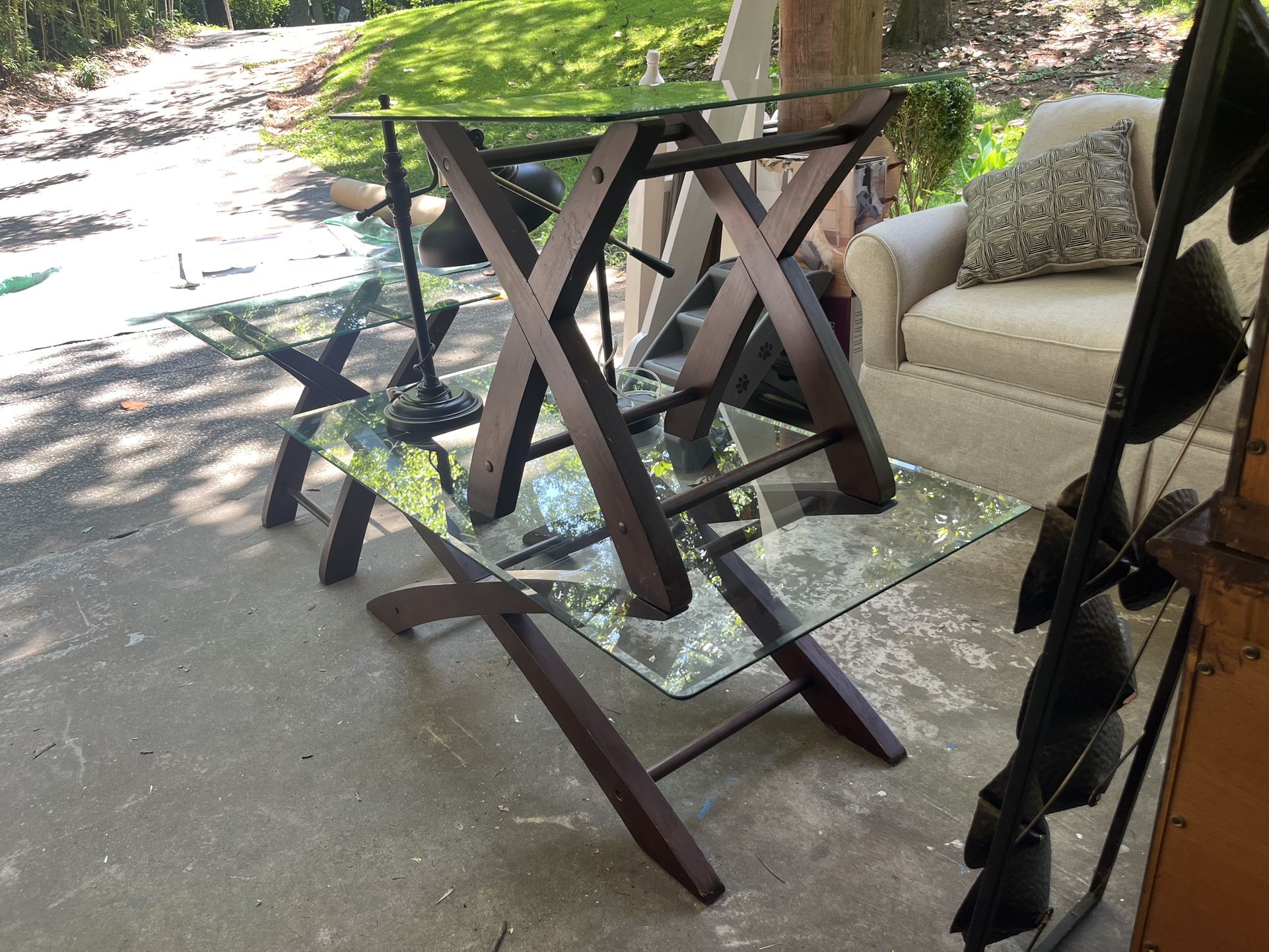 Modern Glass Top Coffee Table And Two End Tables
