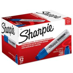 Sharpie Magnum Permanent Marker Oversized Chisel Tip Great for Poster Boards Blue 12 Count