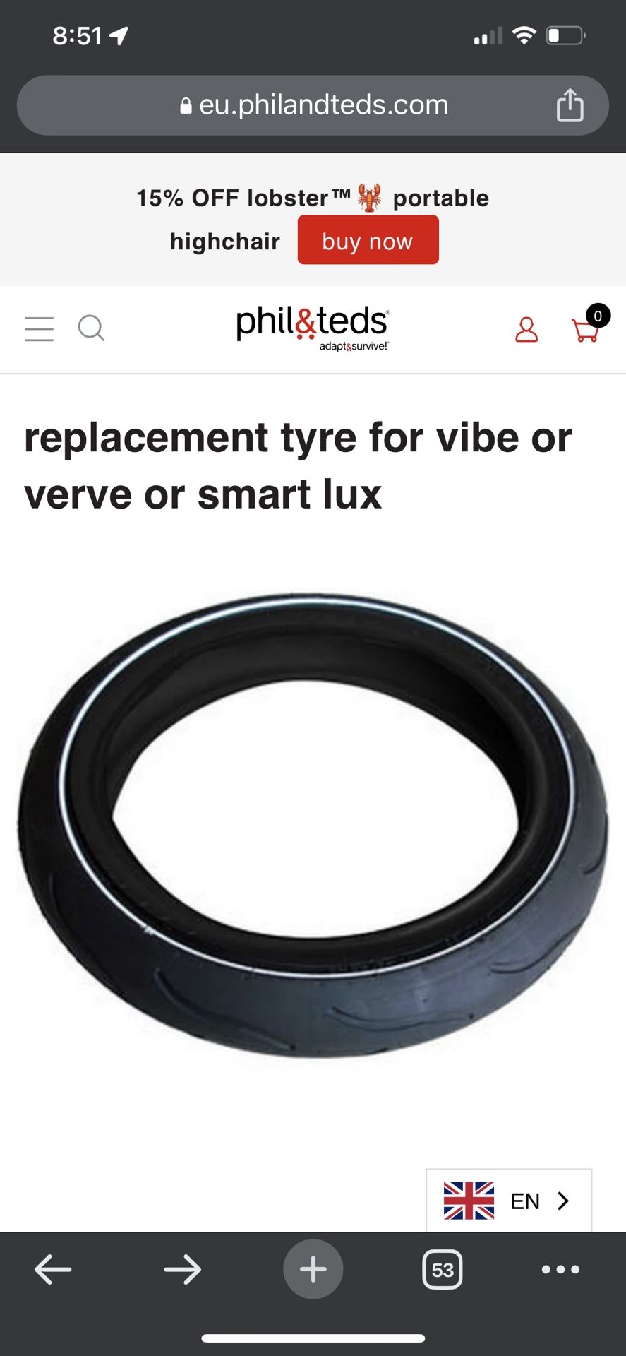 Stroller Tires 2 - Phil And Teds Tires 2 Tyre Vibe Verve 12” NEW