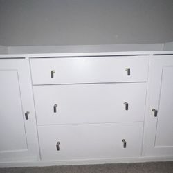 White Dresser / Sideboard with Drawers + Cabinets (55”)