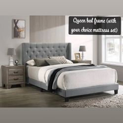 Brand New Queen Bed Frame With A Mattress Set Of Your Choice [ Price From $395 - $460 ] Same Day Delivery Available - Hablo Espanol 