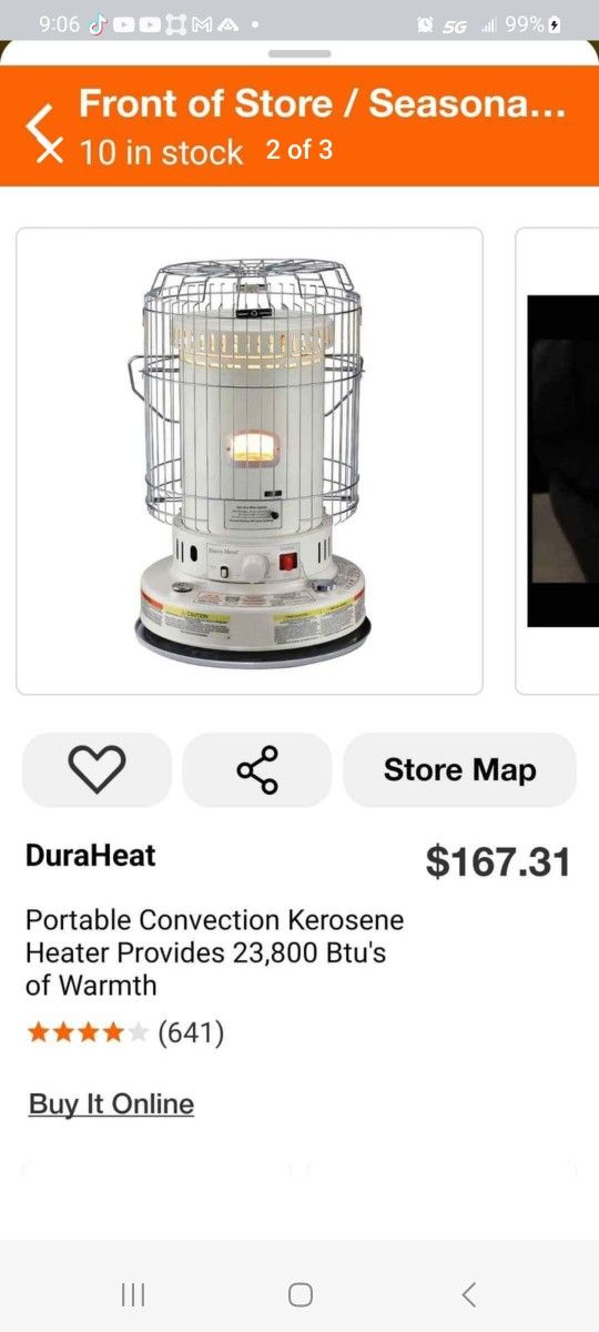 Portable Convection Kerosene Heater Provides 23,800 Btu